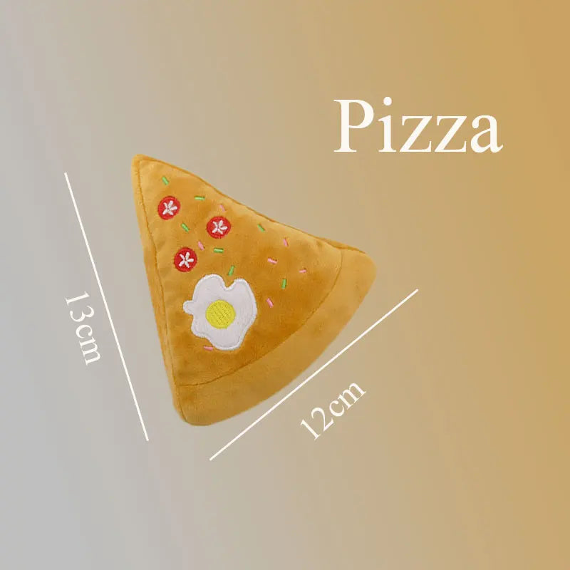 Plush Squeaky Dog Toys – Food-Shaped Chew Toys (Ice Cream, Fries, Hamburger)