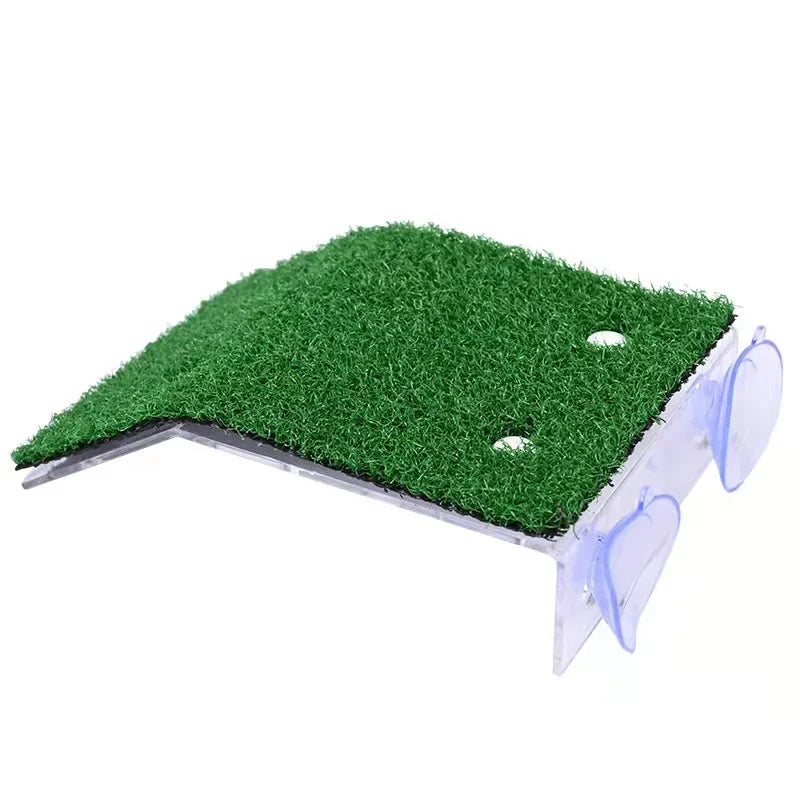 S/M/L Turtle Platform Float with Grass Ramp – Reptile Resting Terrace, Moss Island & Aquarium Habitat Decor