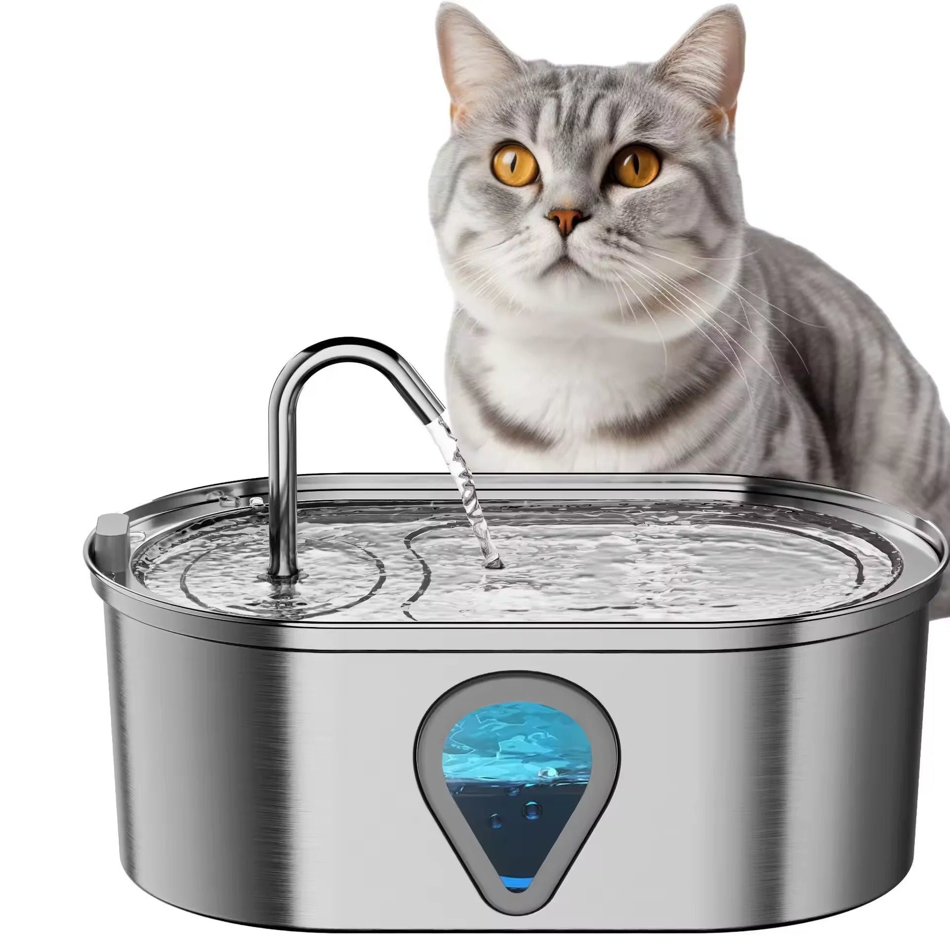 3.5L Stainless Steel Automatic Cat Water Fountain with LED Light