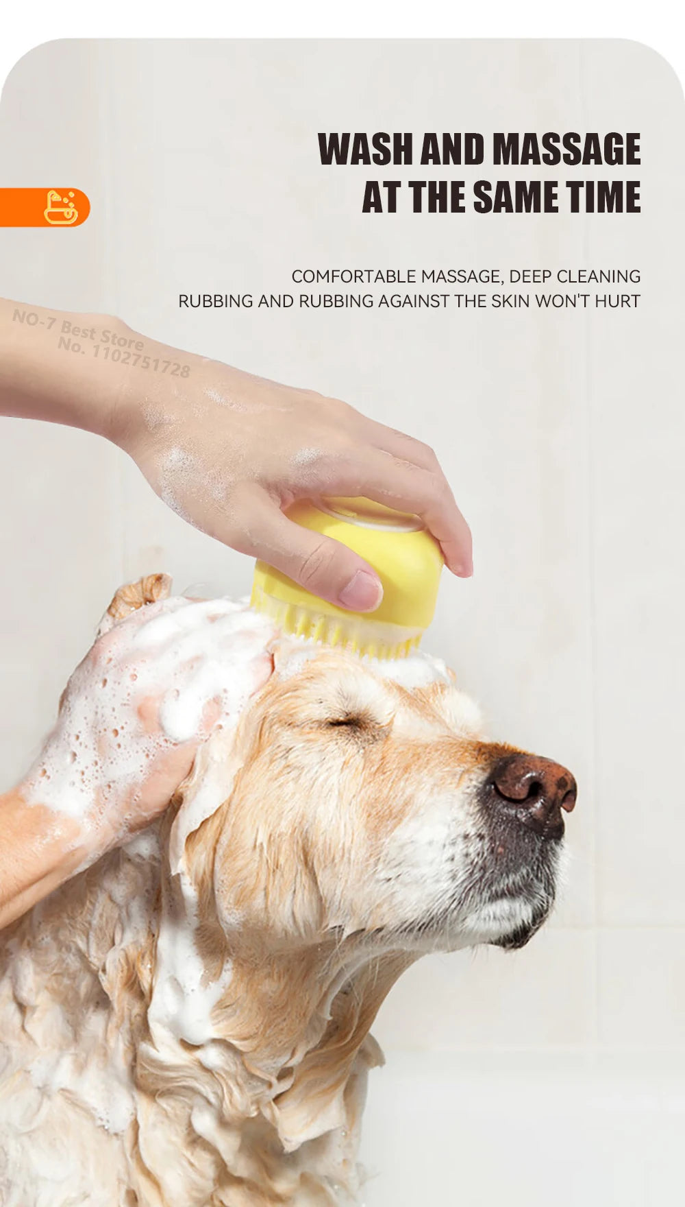 Silicone Dog Bathing Brush – Pet Shampoo Dispenser & Massage Grooming Tool