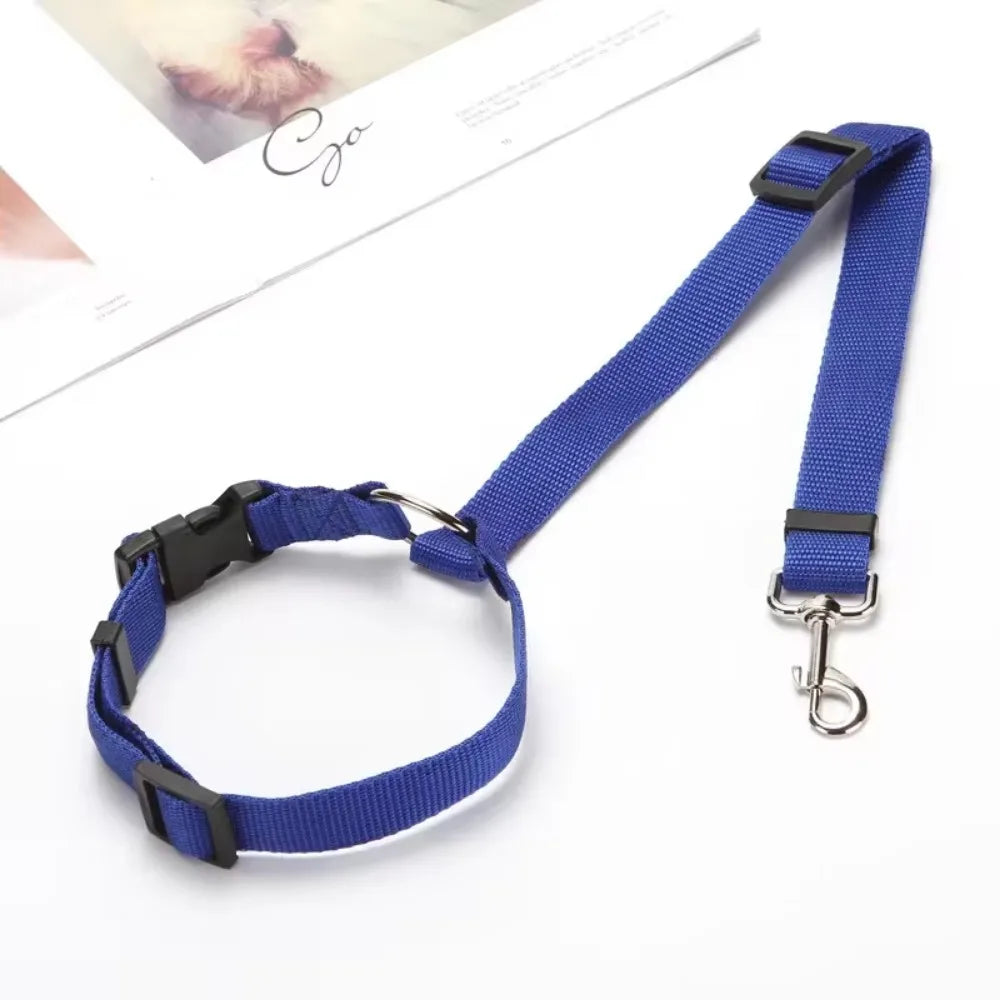 2-in-1 Adjustable Pet Car Seat Belt & Nylon Leash – Solid Color