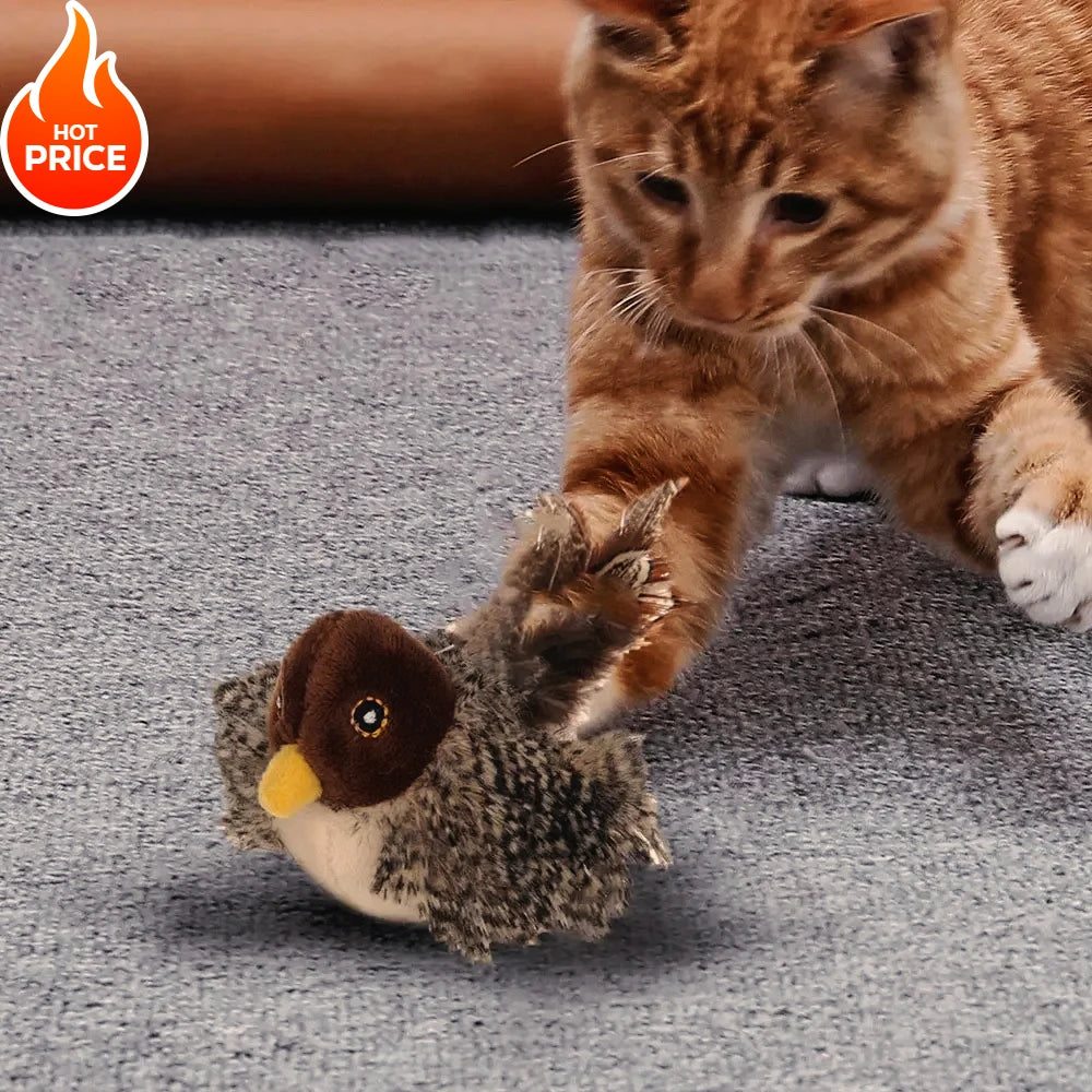 Rechargeable Flapping Bird Cat Toy – Touch-Activated Plush with Catnip
