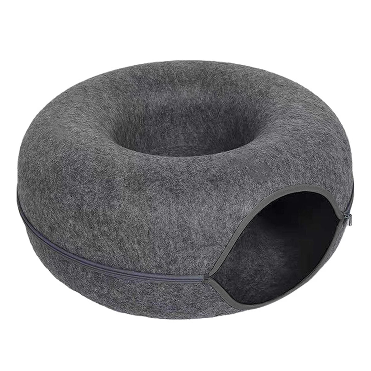 Felt Donut Cat Bed with Breather Hole & Hideaway Tunnel