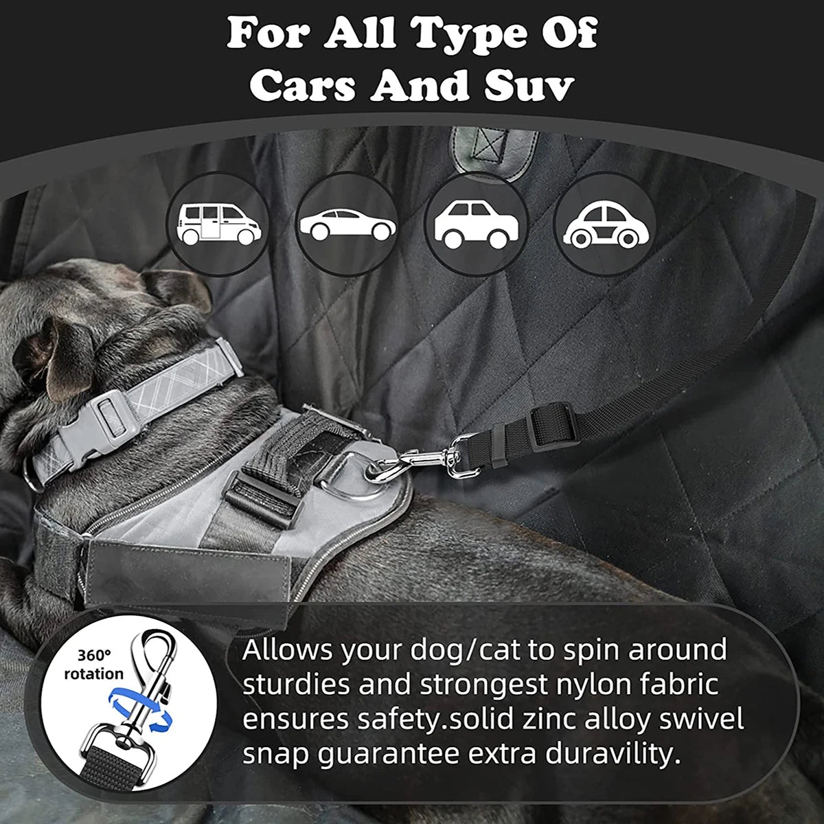 Adjustable Pet Car Seat Belt – Dog & Cat Safety Restraint for Headrest