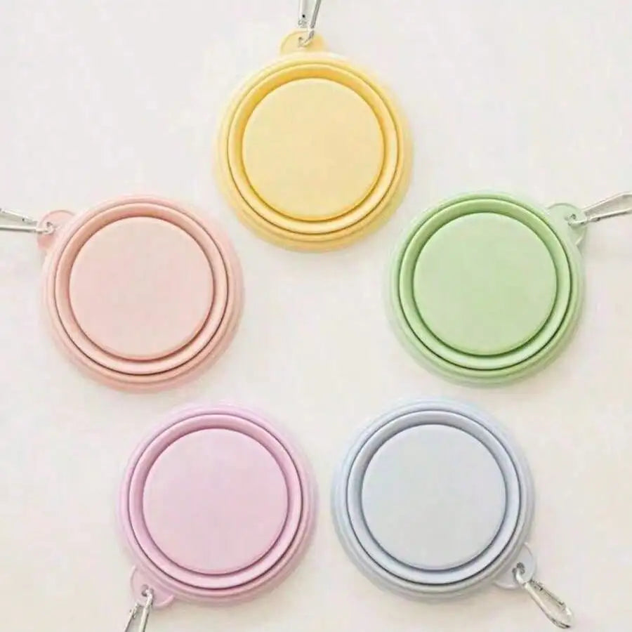 350ml Foldable Pet Travel Bowl – Macaron Color with Carabiner