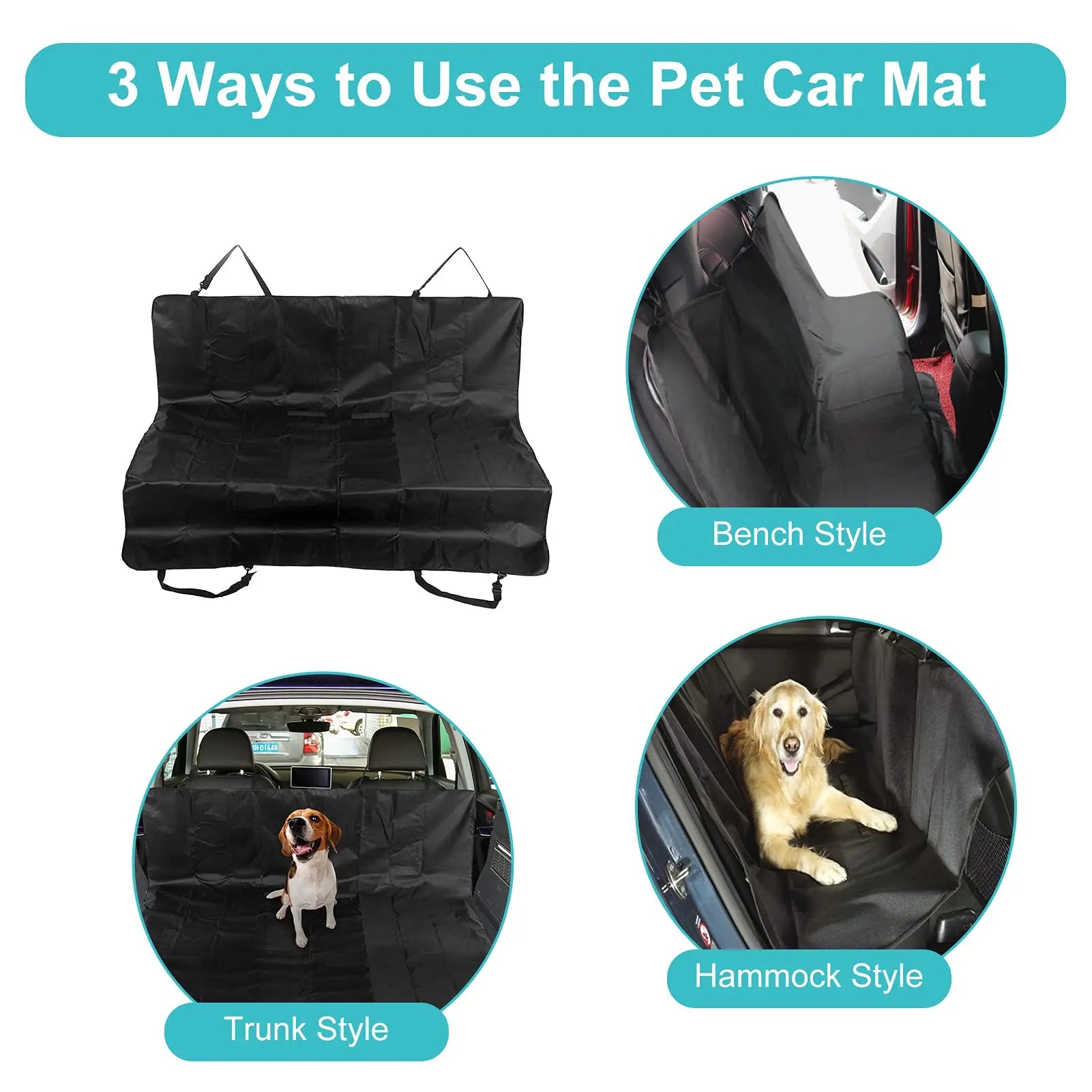 Waterproof Dog Car Seat Cover – Heavy-Duty, Foldable Hammock Protector