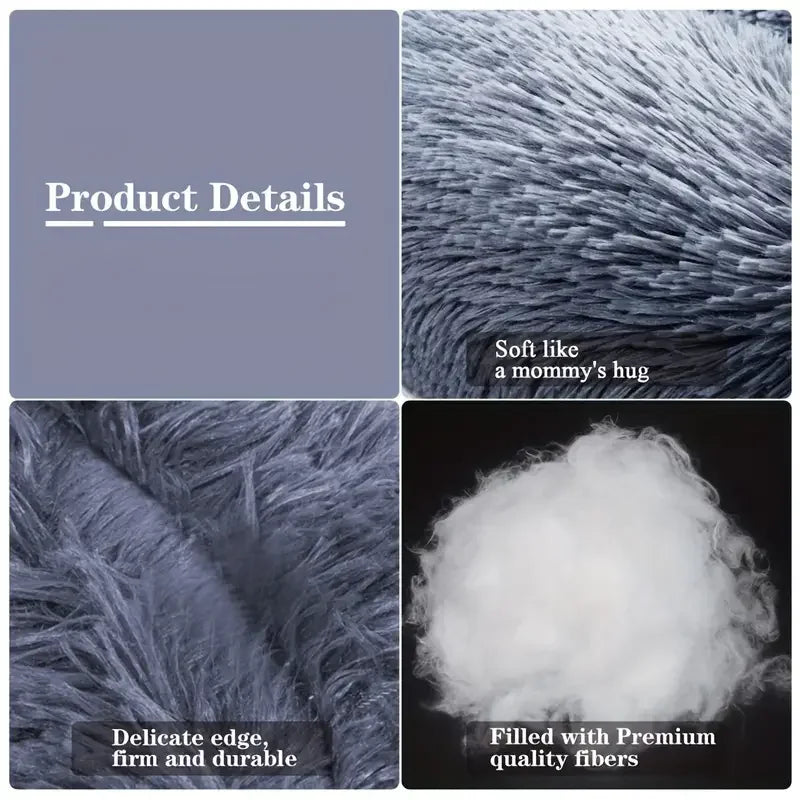 Round Plush Dog & Cat Bed – Warm Washable Pet Sofa for Winter