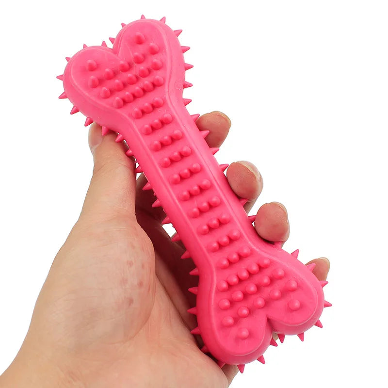 Rubber Bone Chew Toy – Bite-Resistant & Teeth Cleaning Toy for Small Dogs