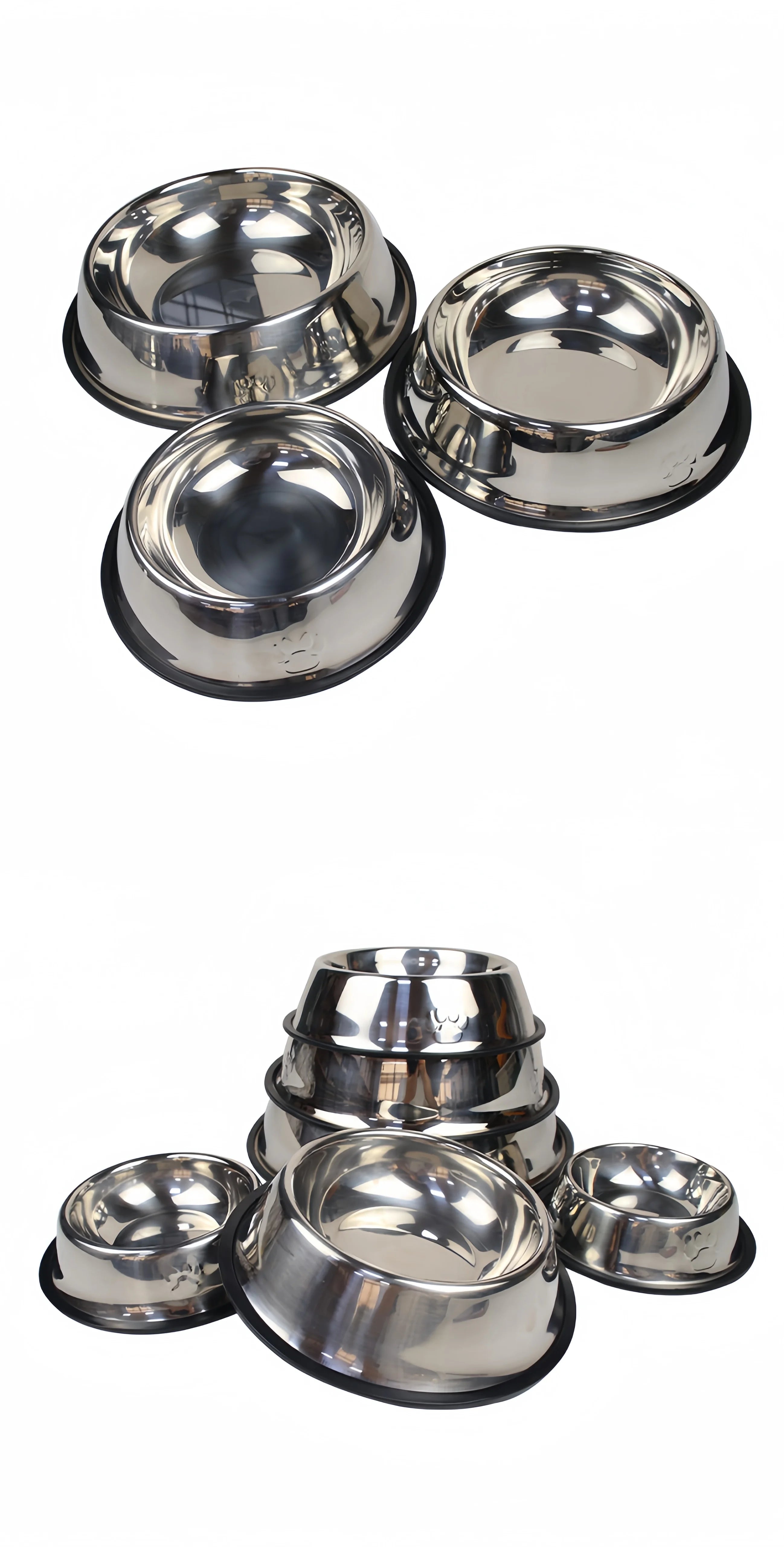 Stainless Steel Pet Feeding Bowl – Durable Food & Water Dish (6 Sizes)