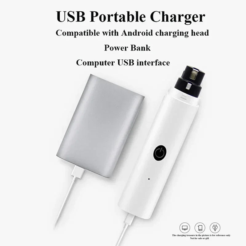 Electric Pet Nail Grinder – USB Rechargeable Dog & Cat Nail Clippers with LED Light