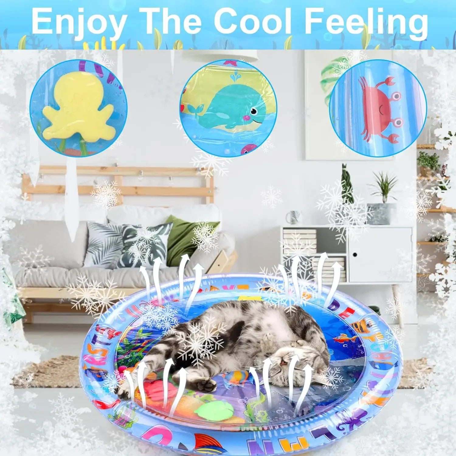 Inflatable Pet Water Play Mat – Ocean-Themed Sensory Mat for Cats & Dog