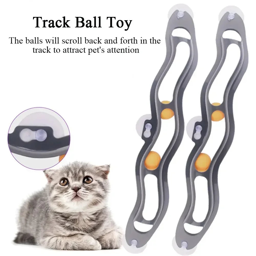 Suction Cup Cat Track Ball Toy – Interactive Window-Mounted Toy
