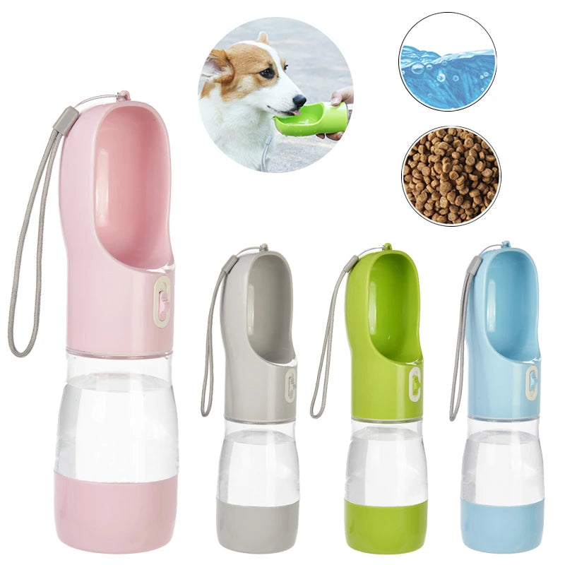 2-in-1 Portable Dog Water Bottle & Food Container – Travel Pet Dispenser