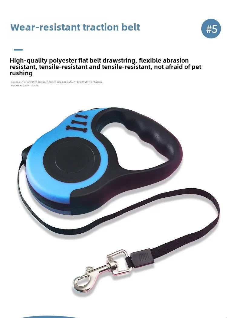 Retractable Dog Leash – 3M/5M Durable Nylon Lead for Small to Large Pet