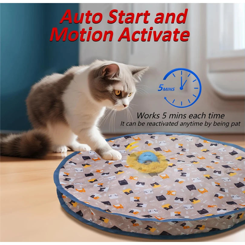 Motion-Activated Rolling Cat Toy – Fast Ball in Pouch for Indoor Play