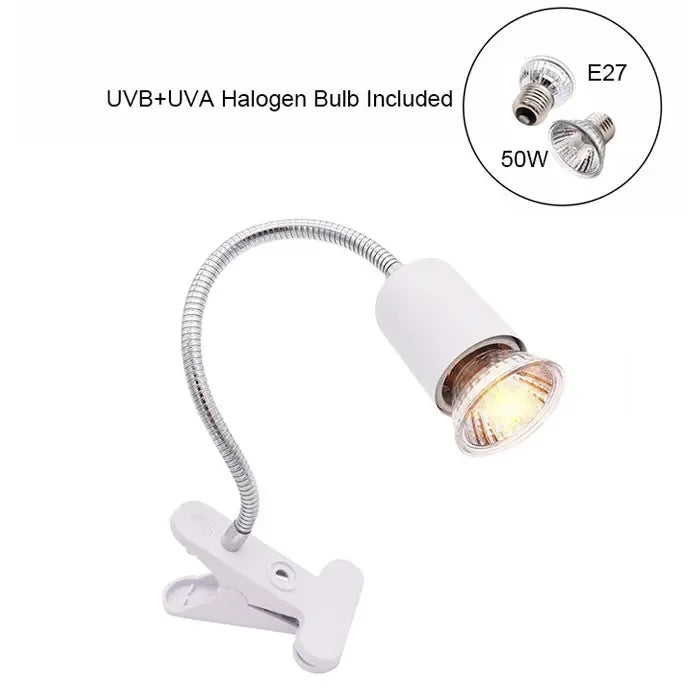 50W Reptile Heat Lamp with Adjustable Gooseneck & Bulb