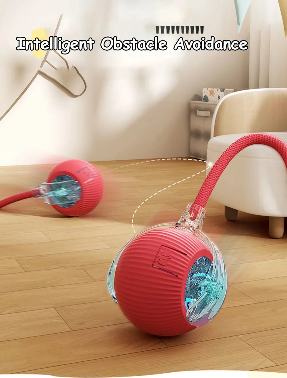 Rechargeable Smart Cat Ball Toy – Auto Rolling with Faux Tail, Imitates Mouse