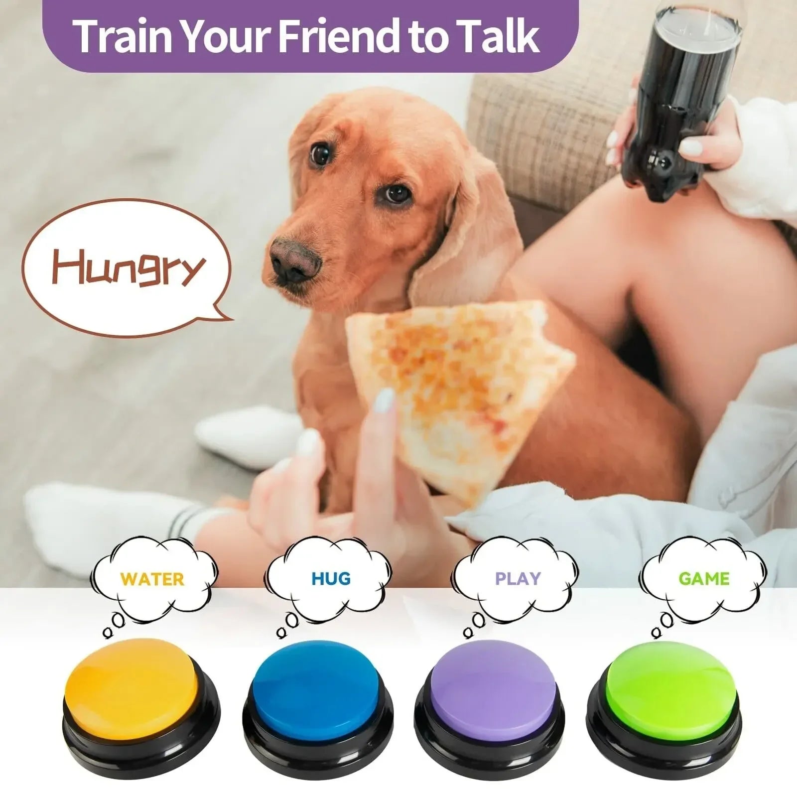 8PCS Dog Talking Buttons – 30s Recordable Voice Training Buzzers for Pets