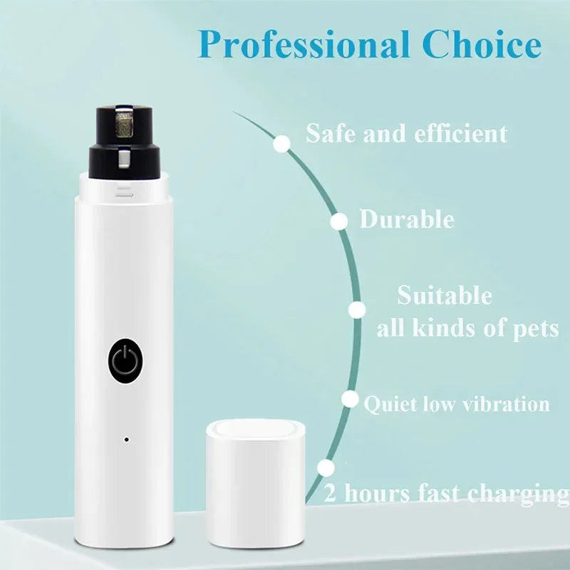 Electric Pet Nail Grinder – USB Rechargeable Dog & Cat Nail Clippers with LED Light