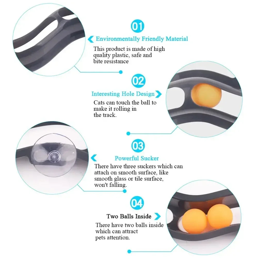 Suction Cup Cat Track Ball Toy – Window-Mounted Interactive Cat Toy