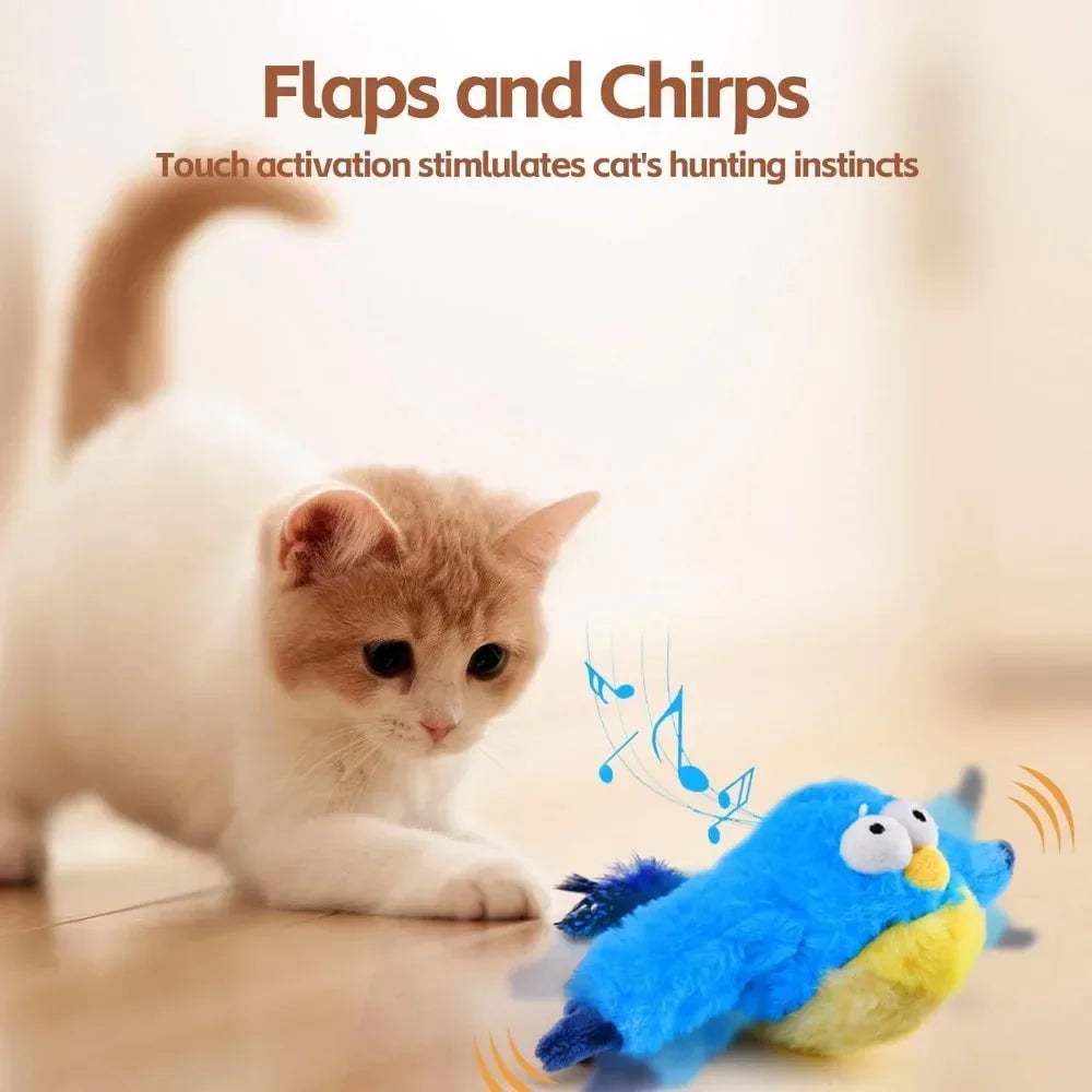 Rechargeable Flapping Bird Cat Toy – Touch-Activated Plush with Catnip