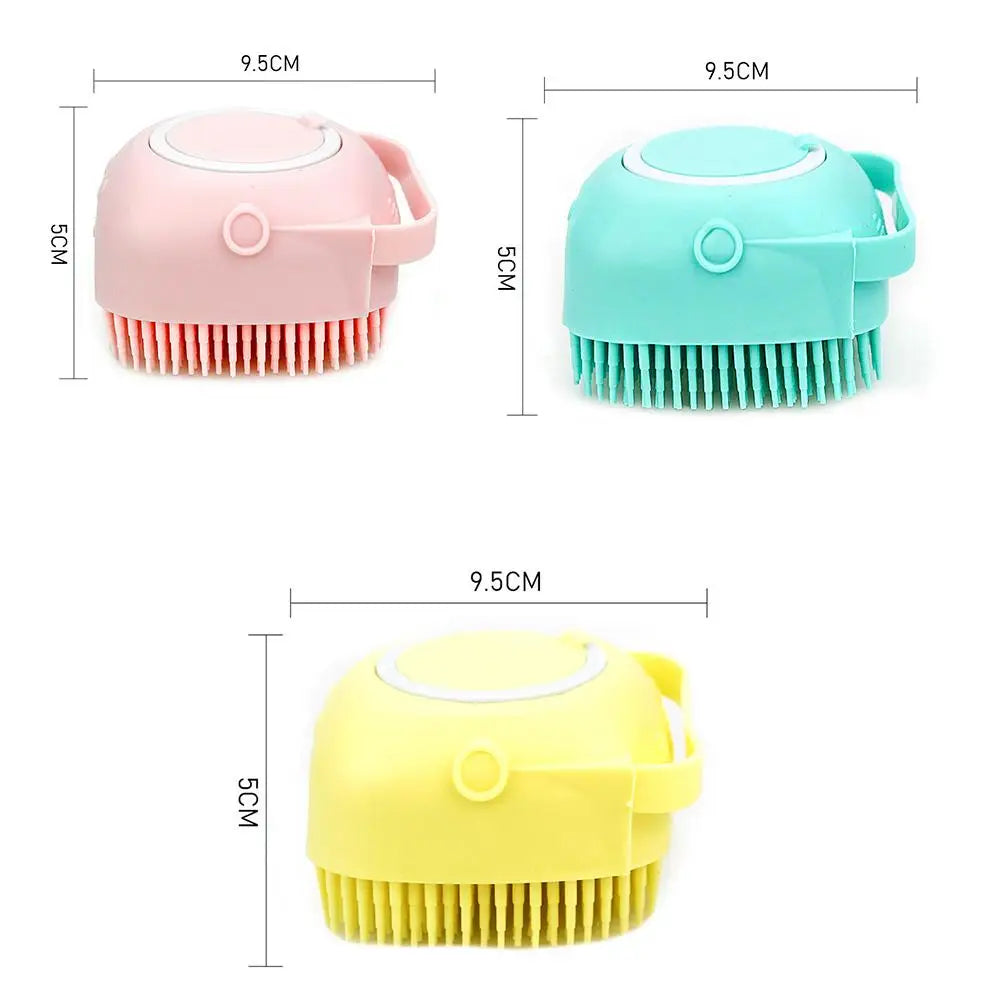 Pet Bath Shampoo Brush – Soft Silicone Grooming Scrubber for Dogs & Cats