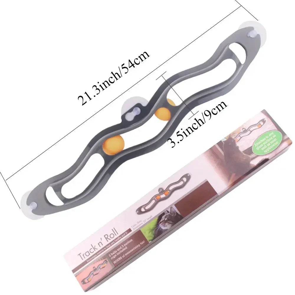 Suction Cup Cat Track Ball Toy – Window-Mounted Interactive Cat Toy