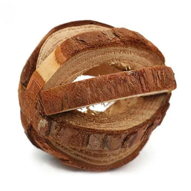 Wooden Roller Chew Toys – Natural Dumbbells & Bells for Small Pets