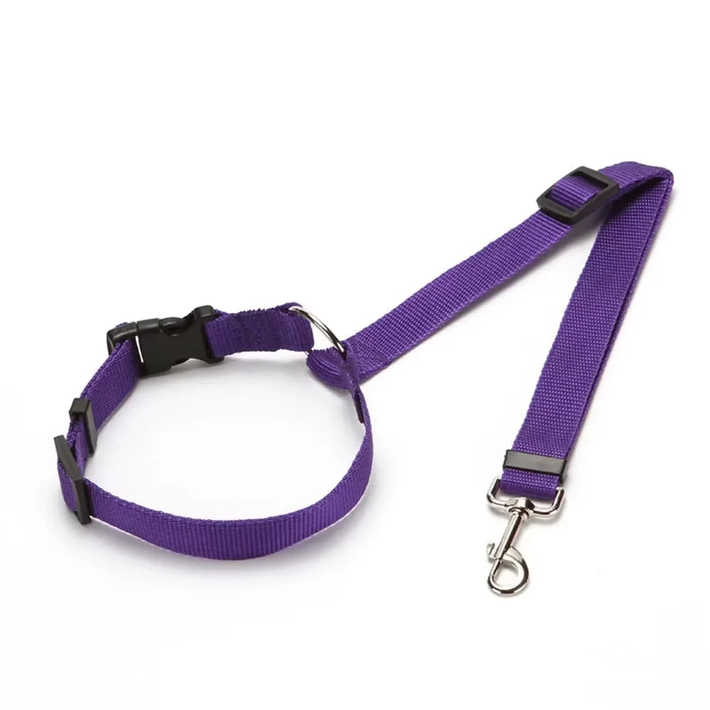 2-in-1 Adjustable Pet Car Seat Belt & Nylon Leash – Solid Color