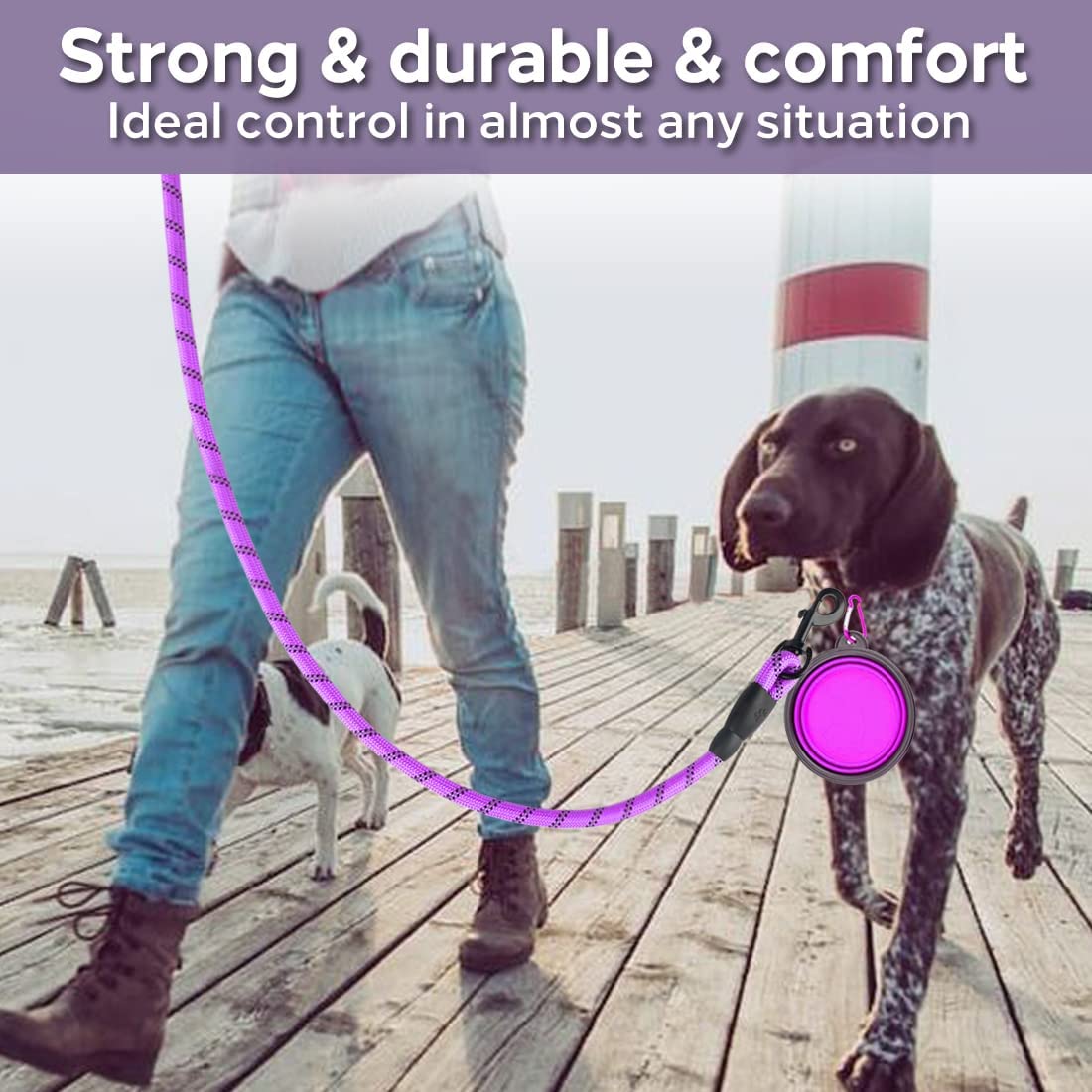 Heavy-Duty Reflective Dog Leash – For Small, Medium & Large Dogs