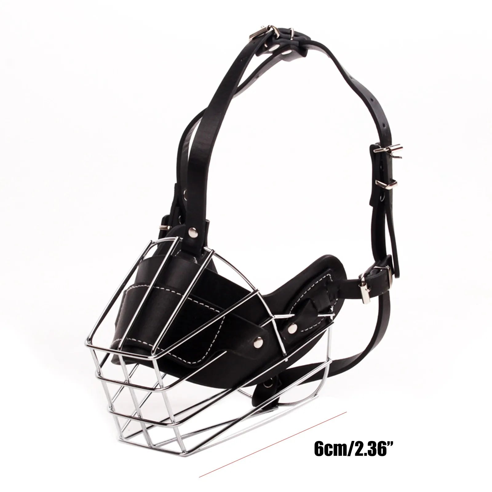 Adjustable Dog Muzzle – PVC/Metal Basket with Leather Straps for Large Breeds