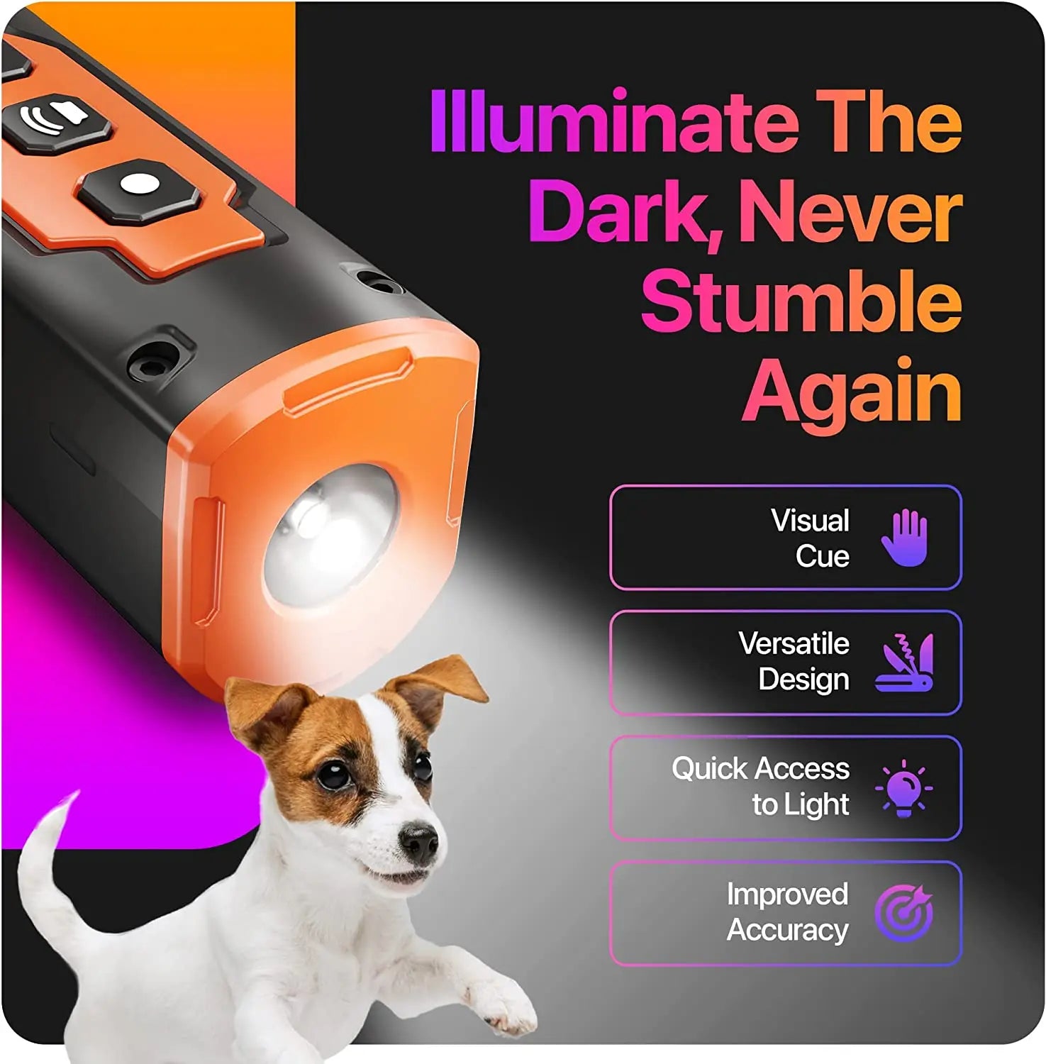 2023 Ultrasonic Dog Repeller – Rechargeable Anti-Bark Training Device with LED Flashlight