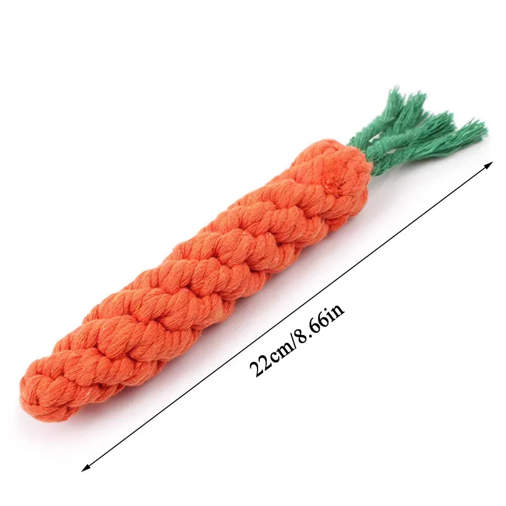 Carrot Rope Dog Chew Toy – Durable Cotton Molar Toy for All Dogs