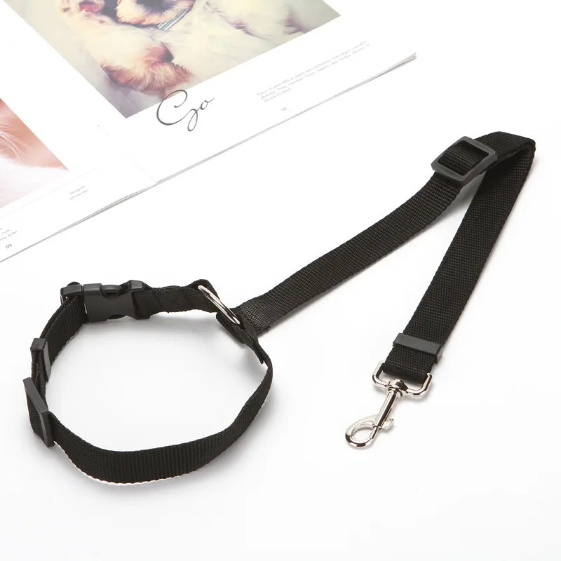 2-in-1 Adjustable Pet Car Seat Belt & Nylon Leash – Solid Color