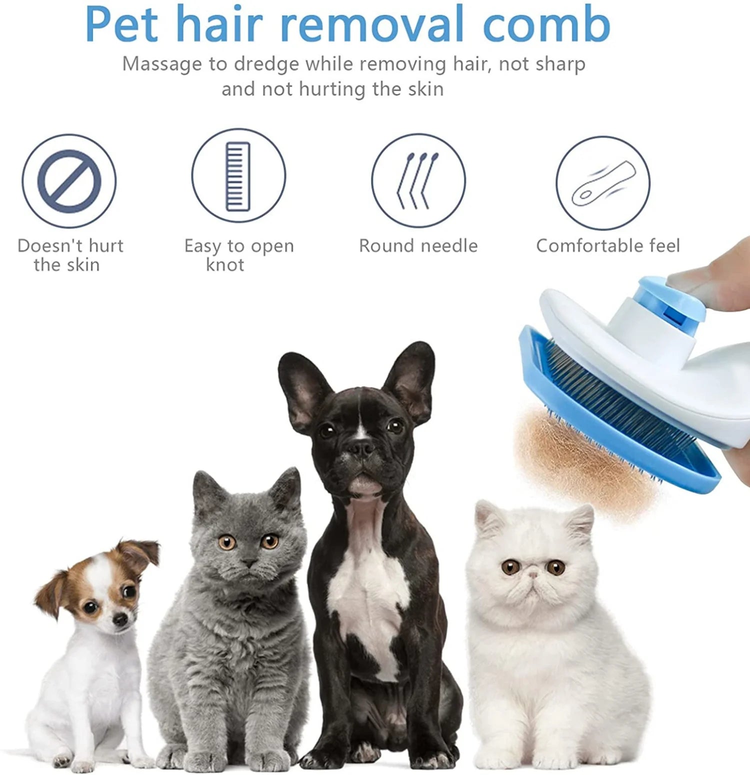 Pet Hair Remover Brush – Grooming Comb for Long-Haired Dogs & Cats