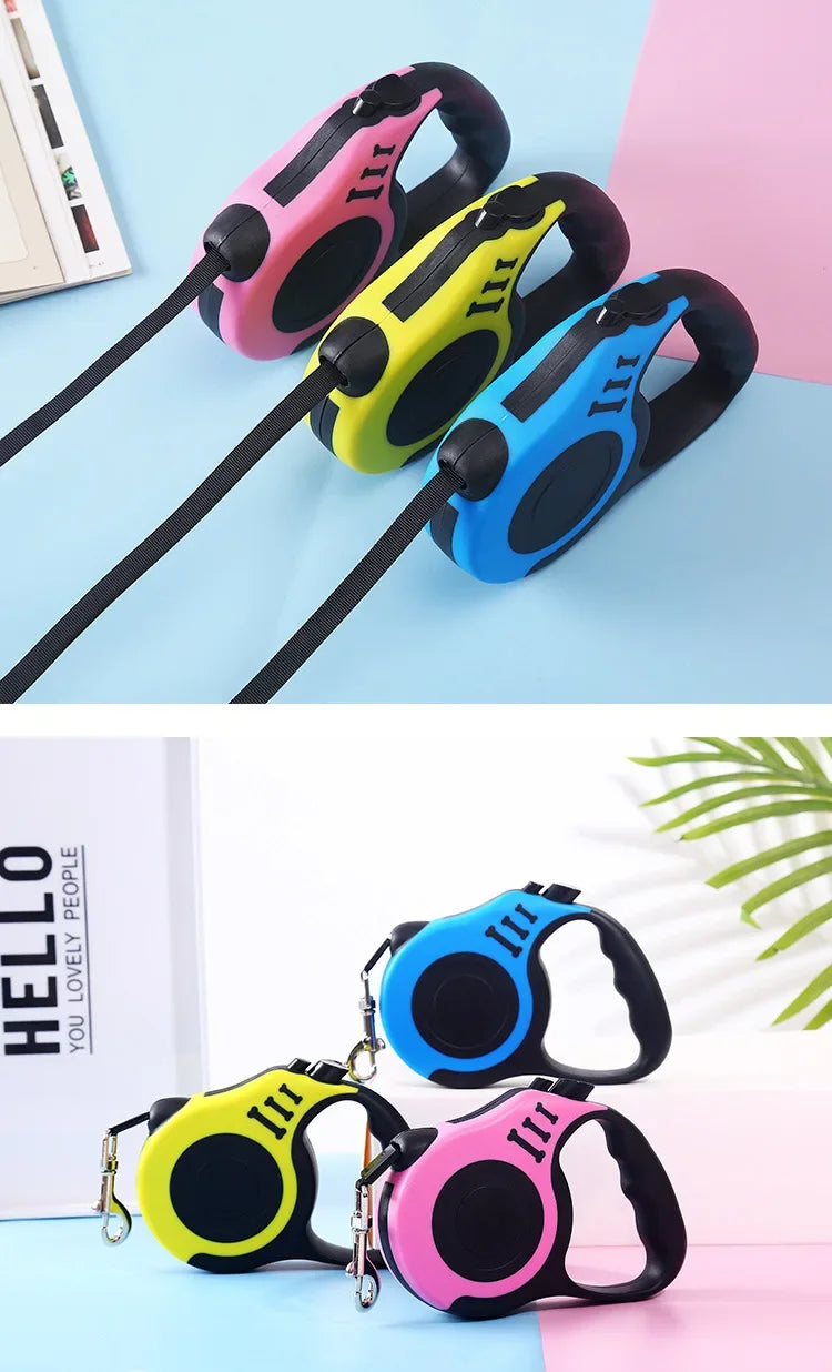 Retractable Dog Leash – 3M/5M Durable Nylon Lead for Small to Large Pet