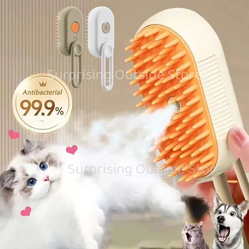 3-in-1 Pet Spray Massage Brush – Foldable Steam Comb for Bathing & Hair Removal