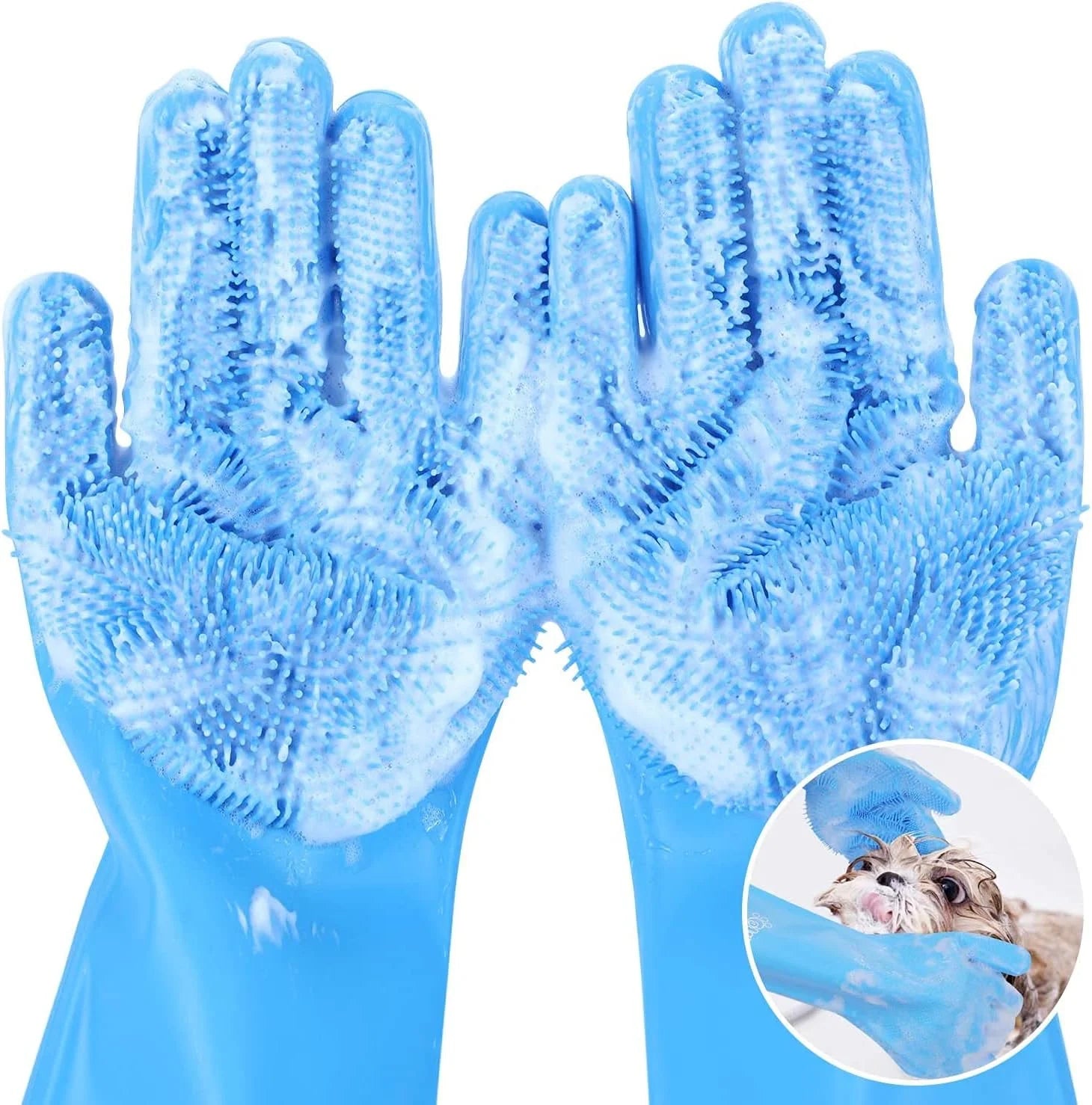 Silicone Pet Grooming Glove – Bath & Hair Removal Glove for Dogs & Cats