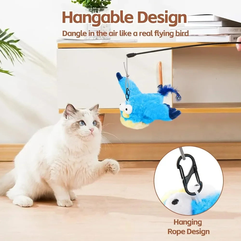 Rechargeable Flapping Bird Cat Toy – Touch-Activated Plush with Catnip