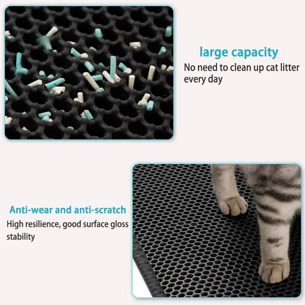 Waterproof Double-Layer Cat Litter Mat – Non-Slip, Washable Pad with Bonus Gift