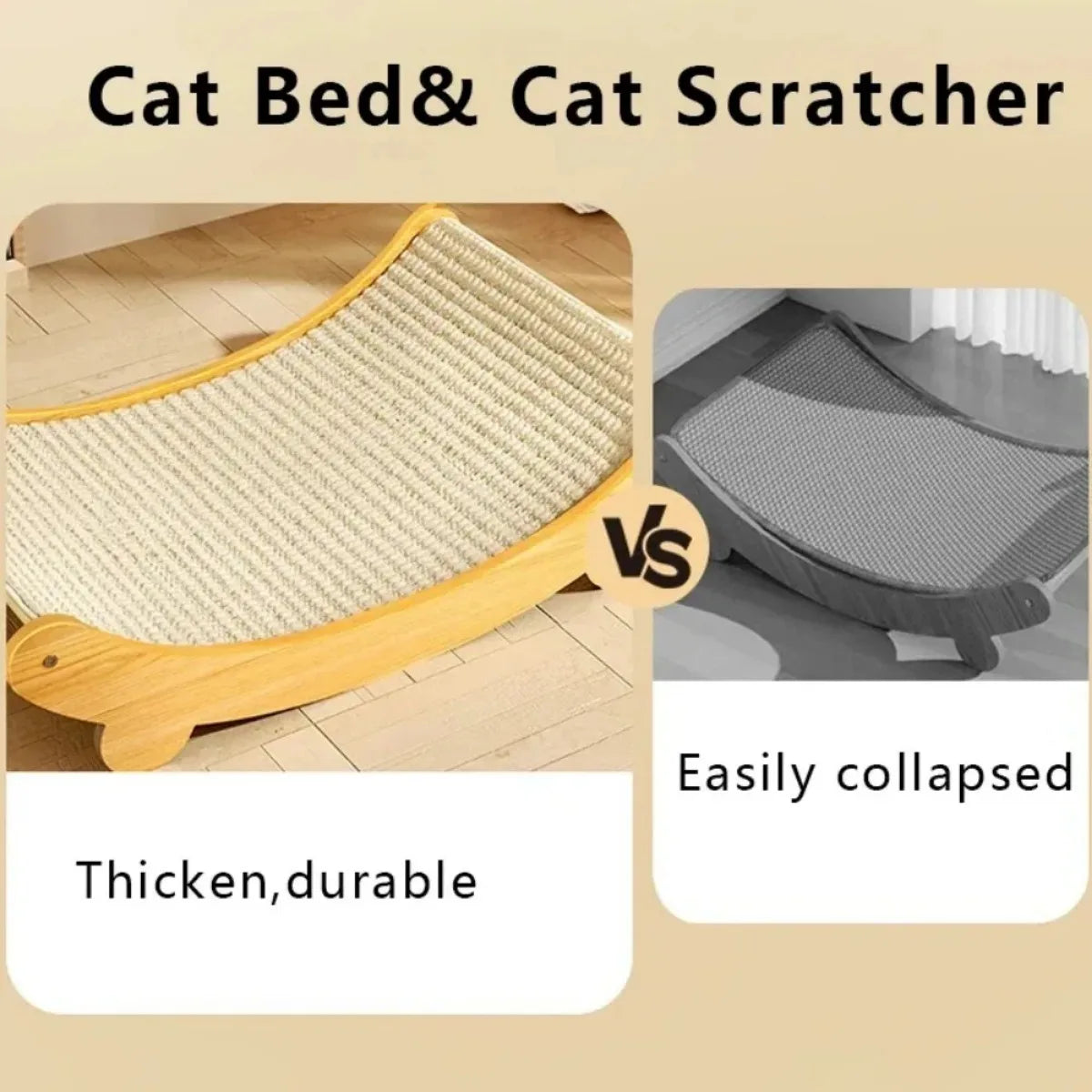 Wooden Cat Scratcher Bed – Detachable Multi-Function Cat Scratch Board & Sleeping Pad