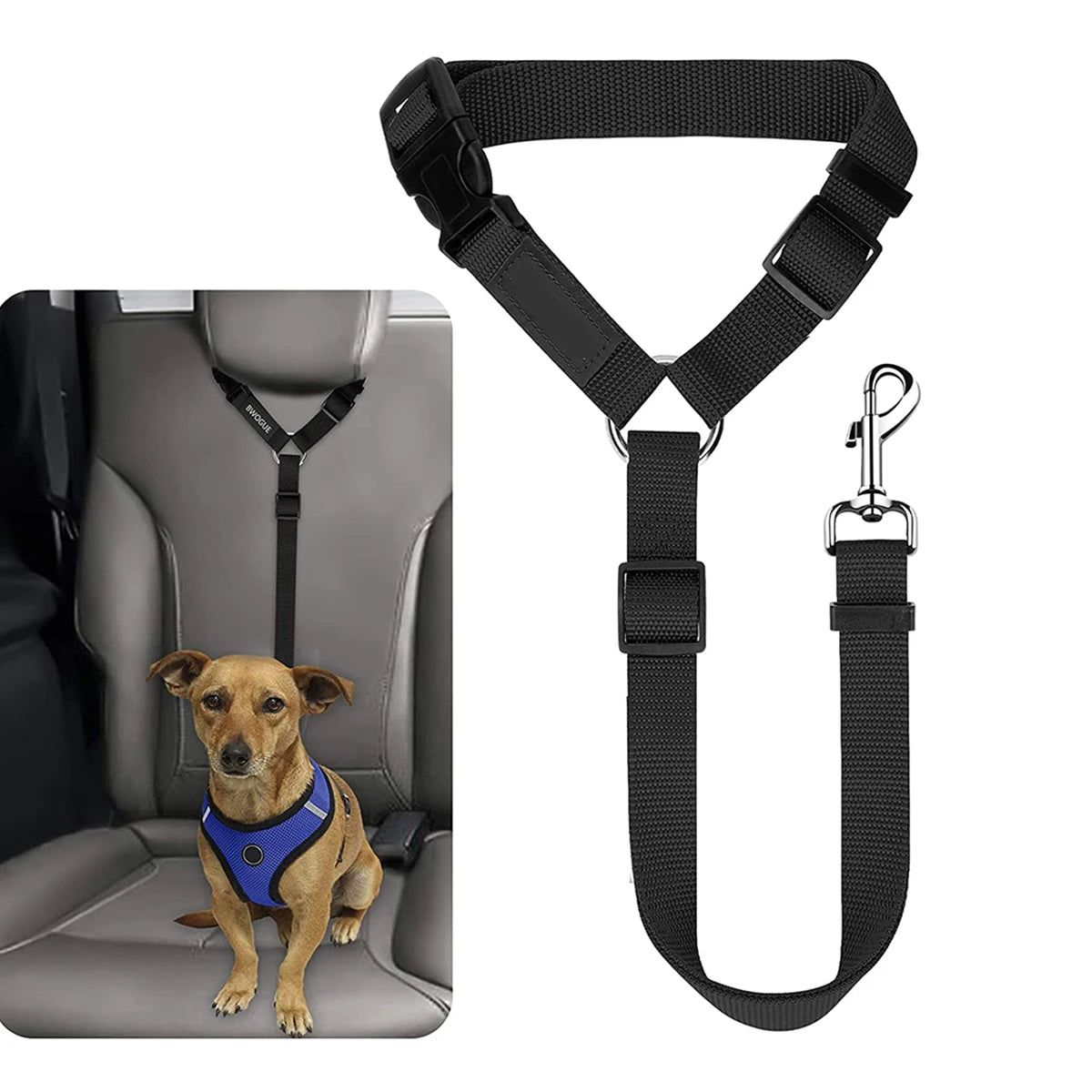 Adjustable Pet Car Seat Belt – Dog & Cat Safety Restraint for Headrest