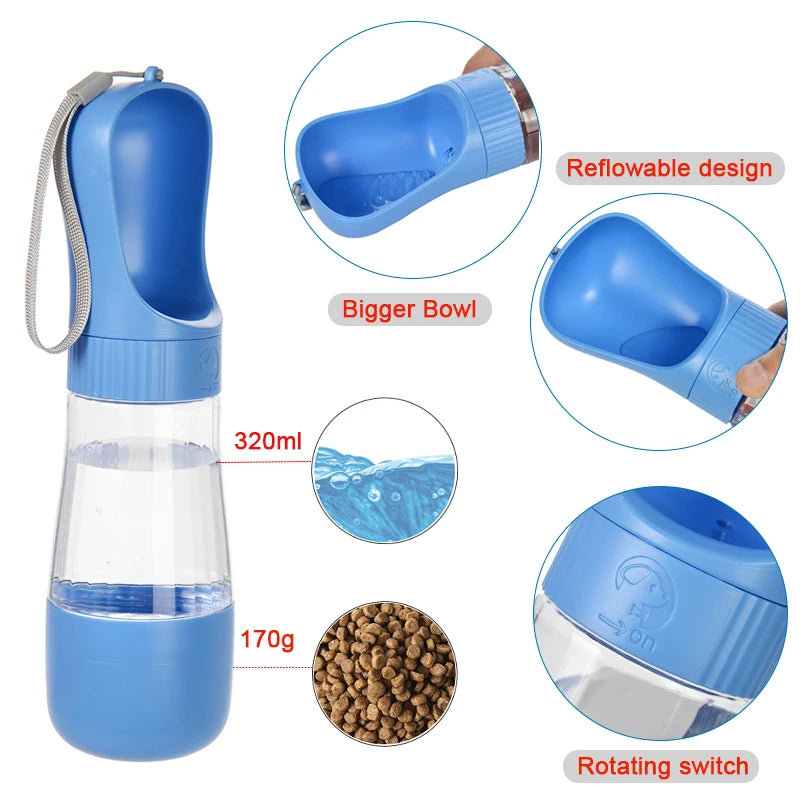 2-in-1 Portable Dog Water Bottle & Food Container – Travel Pet Dispenser