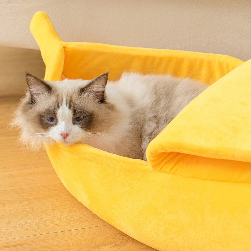 Banana Cat Bed House – Cozy, Portable Pet Cushion for Cats & Small Dogs