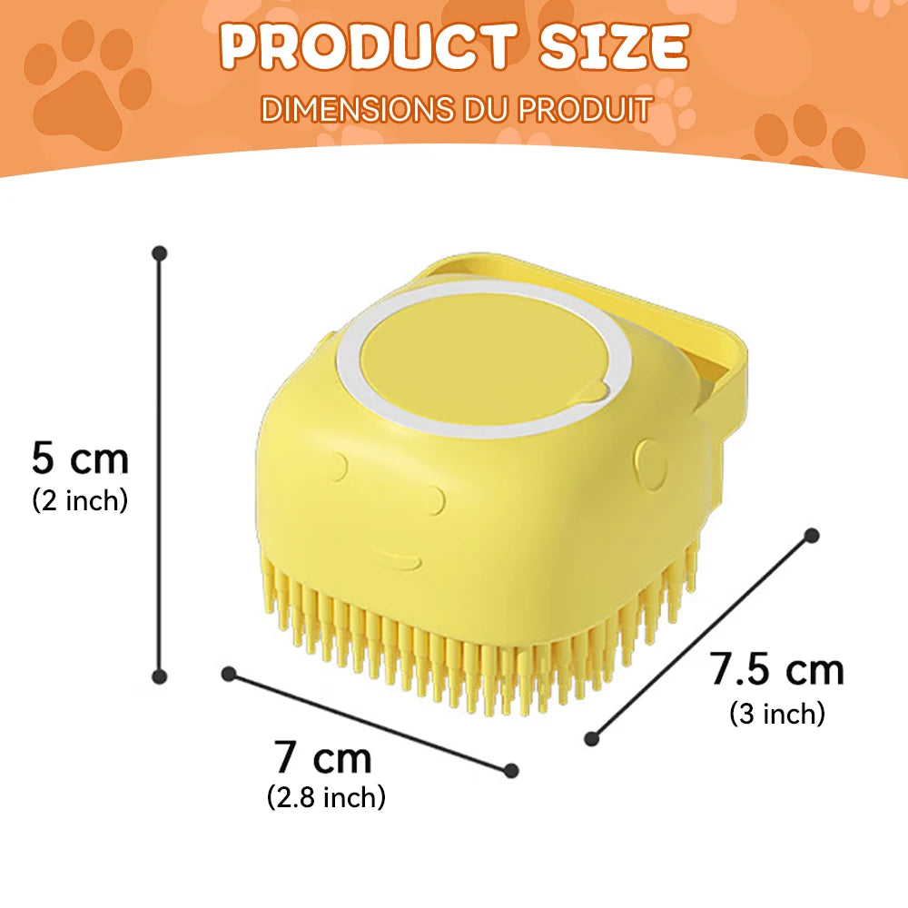 Silicone Dog Bathing Brush – Pet Shampoo Dispenser & Massage Grooming Tool