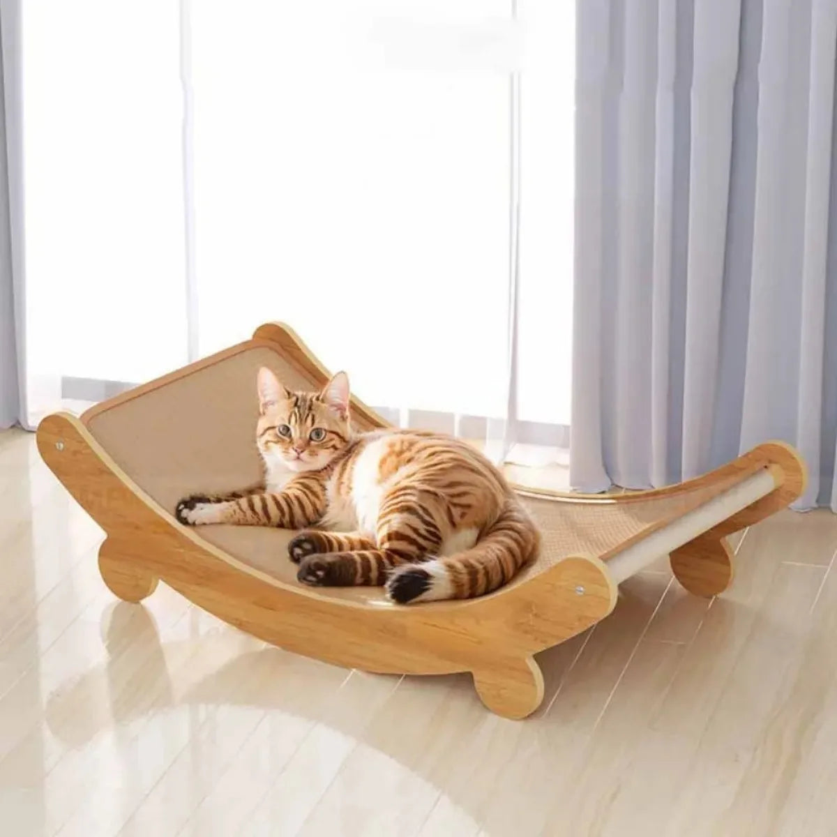 Wooden Cat Scratcher Bed – Detachable Multi-Function Cat Scratch Board & Sleeping Pad