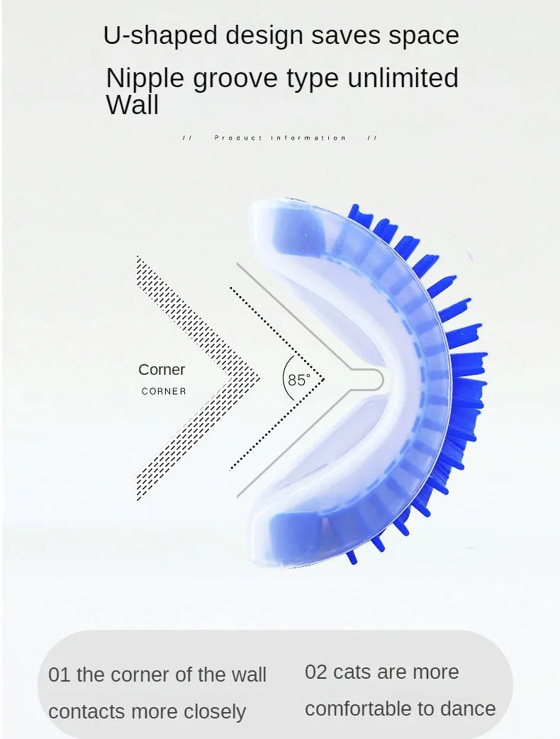 Wall Corner Cat Self-Groomer – Bristle Brush Scratcher with Massaging Arch