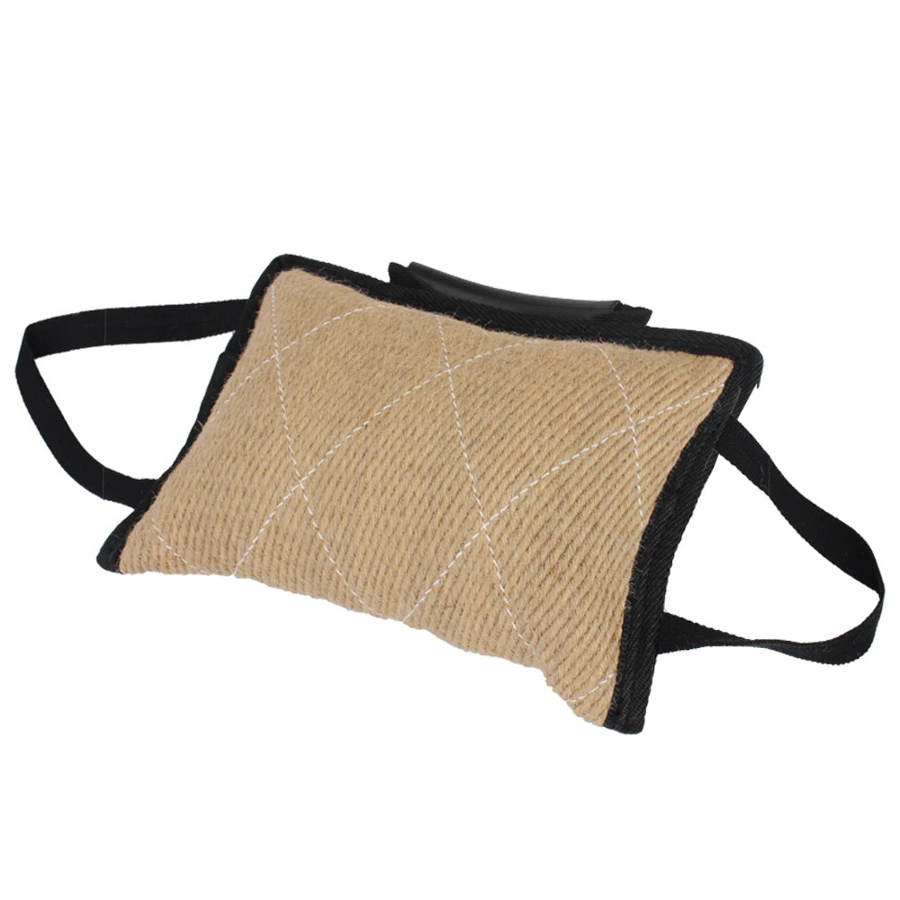 Dog Training Bite Tug Toy – Durable Chew Pillow with 2 Rope Handles