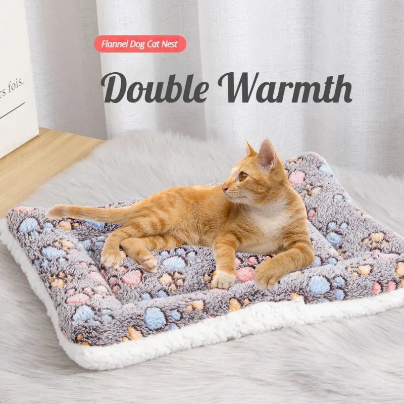 Double-Sided Plush Pet Bed – Warm, Cozy Mat for Cats & Small Dogs