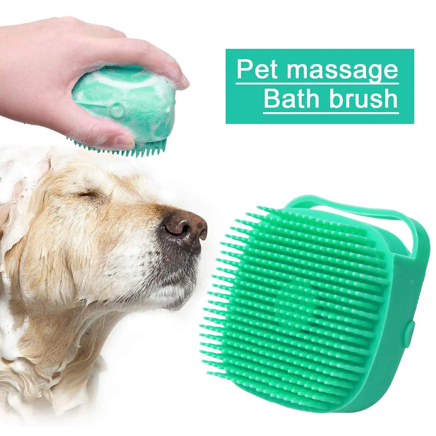 Pet Bath Shampoo Brush – Soft Silicone Grooming Scrubber for Dogs & Cats